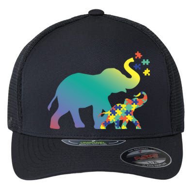 Autism Mom Gift Design Autism Awareness Elephant Flexfit Unipanel Trucker Cap