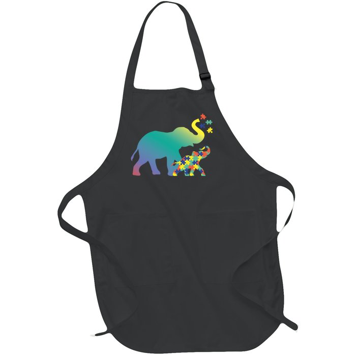 Autism Mom Gift Design Autism Awareness Elephant Full-Length Apron With Pockets