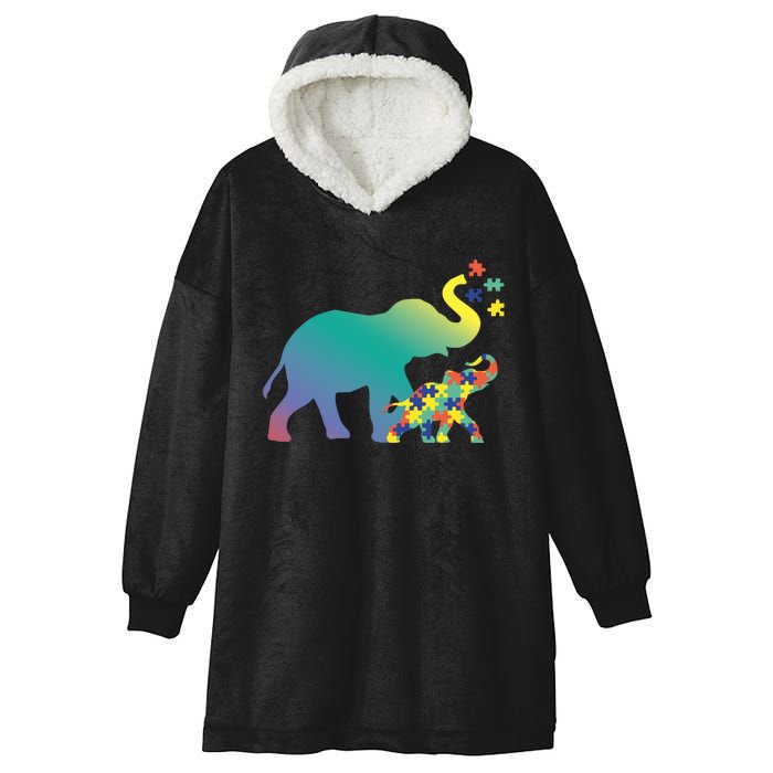 Autism Mom Gift Design Autism Awareness Elephant Hooded Wearable Blanket