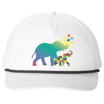 Autism Mom Gift Design Autism Awareness Elephant Snapback Five-Panel Rope Hat