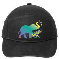 Autism Mom Gift Design Autism Awareness Elephant 7-Panel Snapback Hat