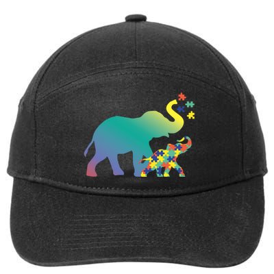 Autism Mom Gift Design Autism Awareness Elephant 7-Panel Snapback Hat