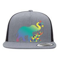 Autism Mom Gift Design Autism Awareness Elephant Flat Bill Trucker Hat