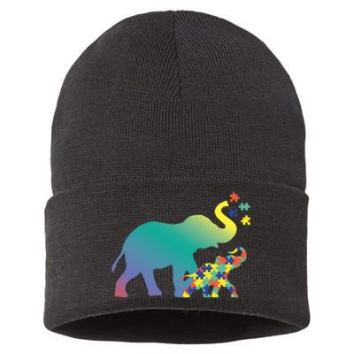 Autism Mom Gift Design Autism Awareness Elephant Sustainable Knit Beanie