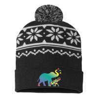 Autism Mom Gift Design Autism Awareness Elephant USA-Made Snowflake Beanie