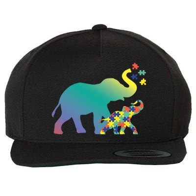 Autism Mom Gift Design Autism Awareness Elephant Wool Snapback Cap