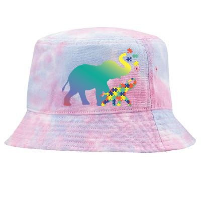 Autism Mom Gift Design Autism Awareness Elephant Tie-Dyed Bucket Hat