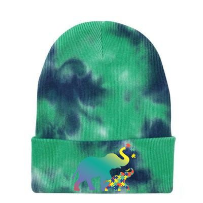 Autism Mom Gift Design Autism Awareness Elephant Tie Dye 12in Knit Beanie