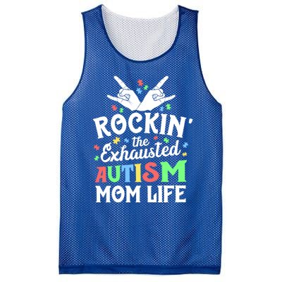 Autism Mama Gift Rockin' The Exhausted Autism Mom Life Funny Gift Mesh Reversible Basketball Jersey Tank