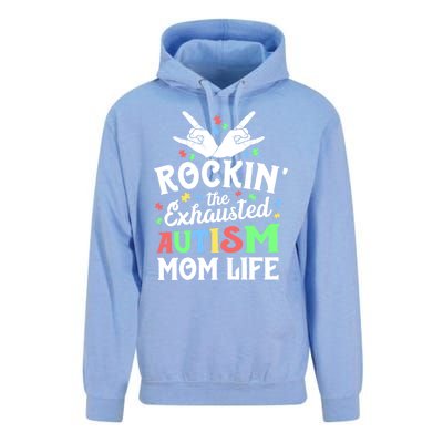 Autism Mama Gift Rockin' The Exhausted Autism Mom Life Funny Gift Unisex Surf Hoodie