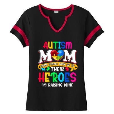 Autism Mom Gift Some People Look Up To Their Heroes Meaningful Gift Ladies Halftime Notch Neck Tee