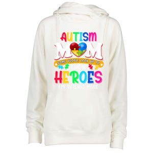 Autism Mom Gift Some People Look Up To Their Heroes Meaningful Gift Womens Funnel Neck Pullover Hood