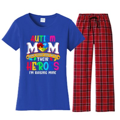 Autism Mom Gift Some People Look Up To Their Heroes Meaningful Gift Women's Flannel Pajama Set