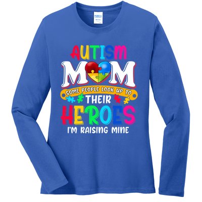 Autism Mom Gift Some People Look Up To Their Heroes Meaningful Gift Ladies Long Sleeve Shirt