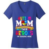 Autism Mom Gift Some People Look Up To Their Heroes Meaningful Gift Women's V-Neck T-Shirt