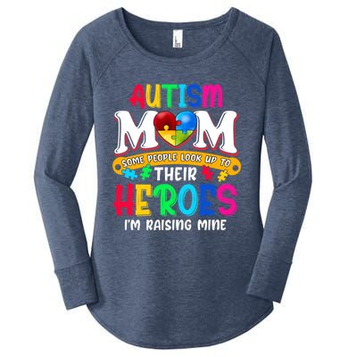 Autism Mom Gift Some People Look Up To Their Heroes Meaningful Gift Women's Perfect Tri Tunic Long Sleeve Shirt