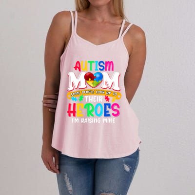 Autism Mom Gift Some People Look Up To Their Heroes Meaningful Gift Women's Strappy Tank