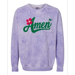 Amen Master Golf Tournament Golfing Girl Pink Flower Colorblast Crewneck Sweatshirt