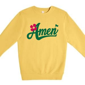 Amen Master Golf Tournament Golfing Girl Pink Flower Premium Crewneck Sweatshirt