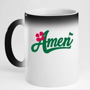 Amen Master Golf Tournament Golfing Girl Pink Flower 11oz Black Color Changing Mug