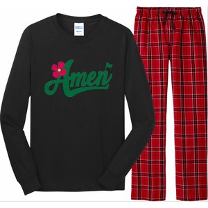 Amen Master Golf Tournament Golfing Girl Pink Flower Long Sleeve Pajama Set