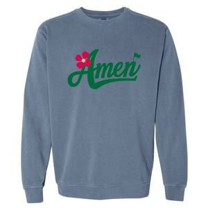 Amen Master Golf Tournament Golfing Girl Pink Flower Garment-Dyed Sweatshirt