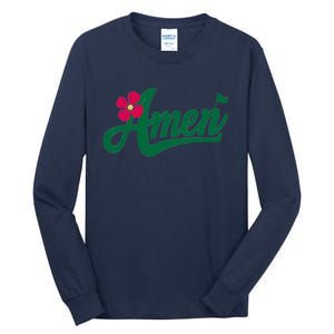 Amen Master Golf Tournament Golfing Girl Pink Flower Tall Long Sleeve T-Shirt