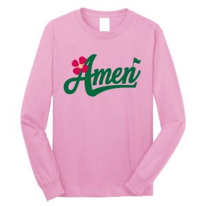 Amen Master Golf Tournament Golfing Girl Pink Flower Long Sleeve Shirt