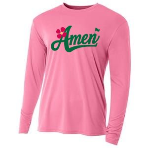 Amen Master Golf Tournament Golfing Girl Pink Flower Cooling Performance Long Sleeve Crew