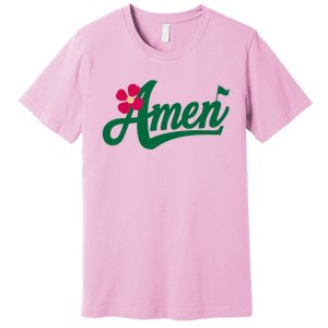 Amen Master Golf Tournament Golfing Girl Pink Flower Premium T-Shirt