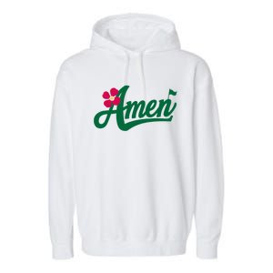 Amen Master Golf Tournament Golfing Girl Pink Flower Garment-Dyed Fleece Hoodie