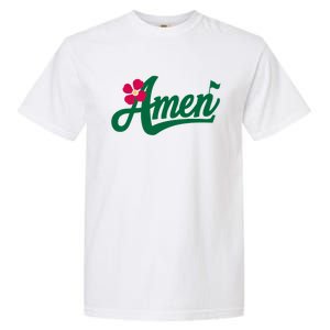 Amen Master Golf Tournament Golfing Girl Pink Flower Garment-Dyed Heavyweight T-Shirt