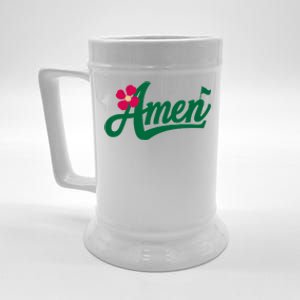 Amen Master Golf Tournament Golfing Girl Pink Flower Beer Stein