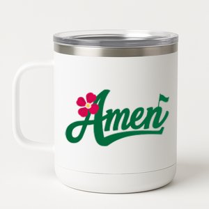 Amen Master Golf Tournament Golfing Girl Pink Flower 12 oz Stainless Steel Tumbler Cup