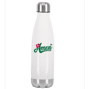 Amen Master Golf Tournament Golfing Girl Pink Flower Stainless Steel Insulated Water Bottle