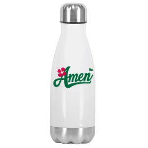 Amen Master Golf Tournament Golfing Girl Pink Flower Stainless Steel Insulated Water Bottle