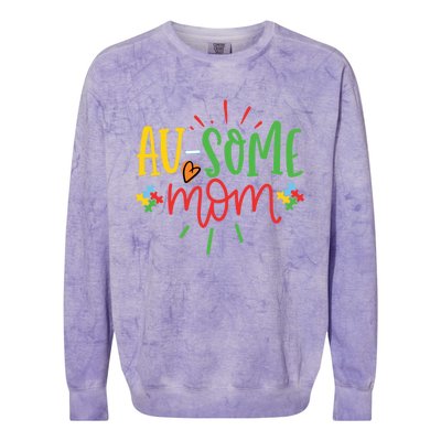 Augiftsome Mom Graphic For Mother Of Autistic Autism Meaningful Gift Colorblast Crewneck Sweatshirt