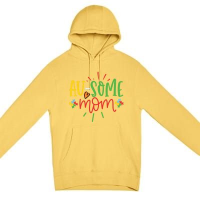 Augiftsome Mom Graphic For Mother Of Autistic Autism Meaningful Gift Premium Pullover Hoodie