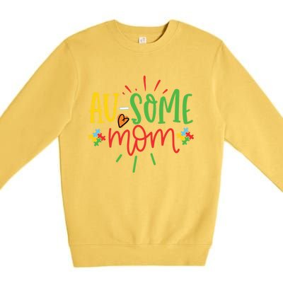 Augiftsome Mom Graphic For Mother Of Autistic Autism Meaningful Gift Premium Crewneck Sweatshirt