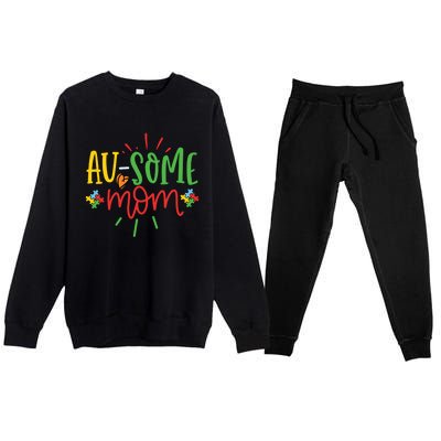 Augiftsome Mom Graphic For Mother Of Autistic Autism Meaningful Gift Premium Crewneck Sweatsuit Set