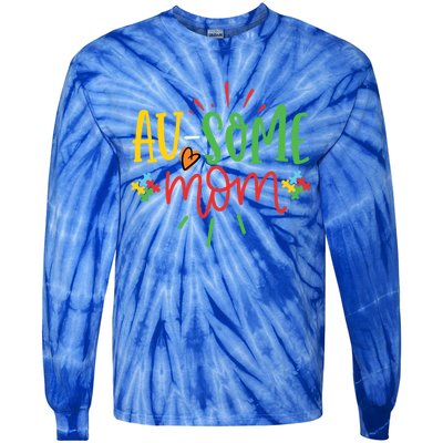 Augiftsome Mom Graphic For Mother Of Autistic Autism Meaningful Gift Tie-Dye Long Sleeve Shirt