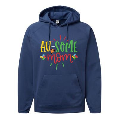 Augiftsome Mom Graphic For Mother Of Autistic Autism Meaningful Gift Performance Fleece Hoodie