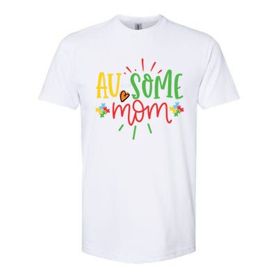 Augiftsome Mom Graphic For Mother Of Autistic Autism Meaningful Gift Softstyle CVC T-Shirt