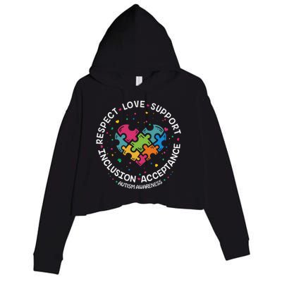 Autism Meaningful Gift Mom Dad Respect Love Support Autism Awareness Gift Crop Fleece Hoodie