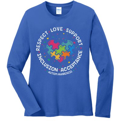 Autism Meaningful Gift Mom Dad Respect Love Support Autism Awareness Gift Ladies Long Sleeve Shirt