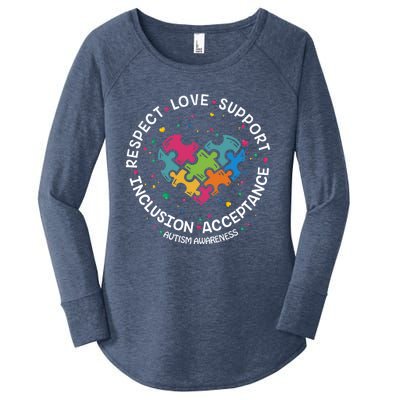 Autism Meaningful Gift Mom Dad Respect Love Support Autism Awareness Gift Women's Perfect Tri Tunic Long Sleeve Shirt