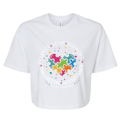 Autism Meaningful Gift Mom Dad Respect Love Support Autism Awareness Gift Bella+Canvas Jersey Crop Tee