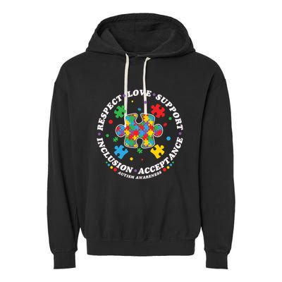 Autism Meaningful Gift Respect Love Support Autism Awareness Cool Gift Garment-Dyed Fleece Hoodie