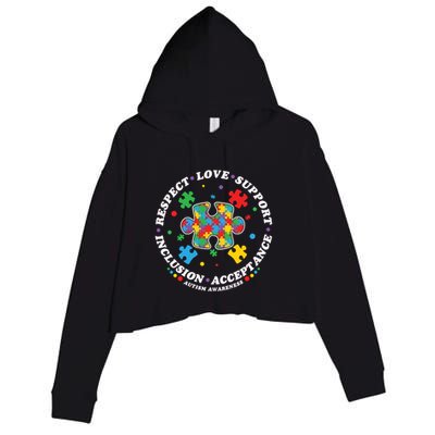 Autism Meaningful Gift Respect Love Support Autism Awareness Cool Gift Crop Fleece Hoodie