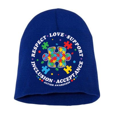 Autism Meaningful Gift Respect Love Support Autism Awareness Cool Gift Short Acrylic Beanie